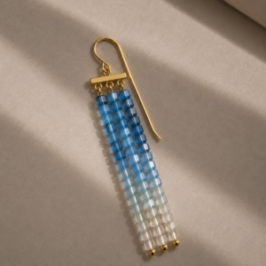 Earrings with aquamarine gemstones.